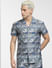 Blue Printed Short Sleeves Shirt_403946+2