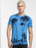 Blue Tropical Print Crew Neck T-shirt_403967+2