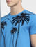 Blue Tropical Print Crew Neck T-shirt_403967+5