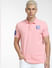Pink Embroidered Logo Polo T-shirt_403968+2