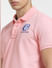 Pink Embroidered Logo Polo T-shirt_403968+5