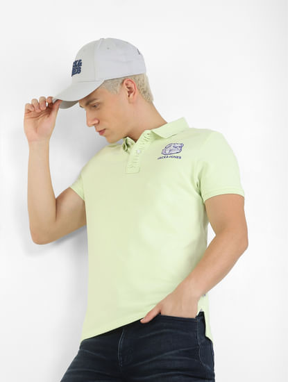 Green Embroidered Logo Polo T-shirt