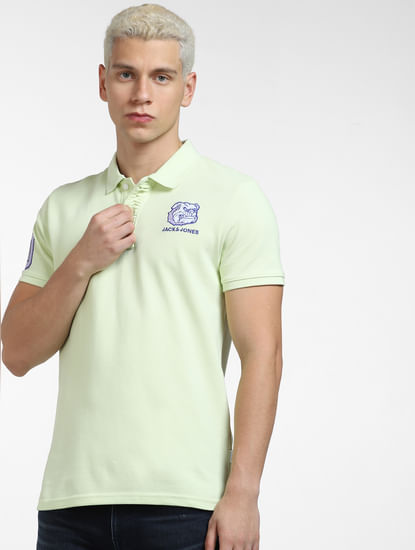 Green Embroidered Logo Polo T-shirt