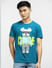 Blue Graphic Print Crew Neck T-shirt_403978+2