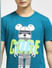 Blue Graphic Print Crew Neck T-shirt_403978+5