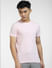 Pink Self-Design Crew Neck T-shirt_403983+2