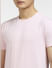 Pink Self-Design Crew Neck T-shirt_403983+5