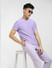 Purple Self-Design Crew Neck T-shirt_403987+1