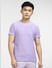 Purple Self-Design Crew Neck T-shirt_403987+2