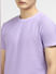 Purple Self-Design Crew Neck T-shirt_403987+5