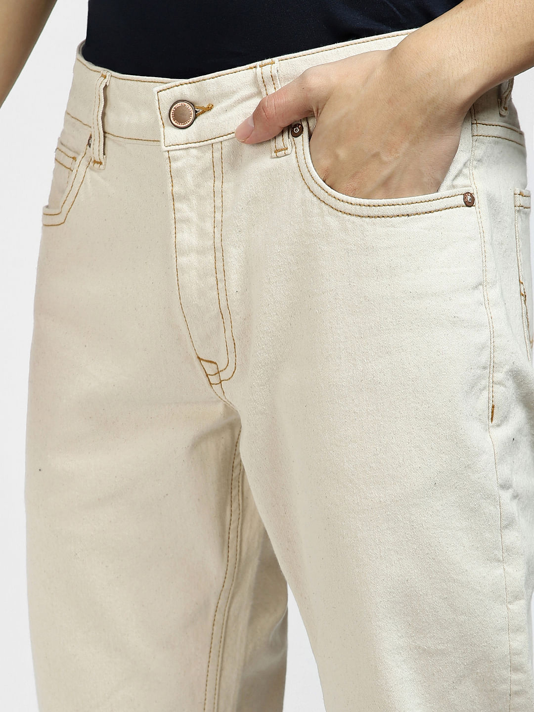 Farah Henderson skinny fit pants in cream | ASOS