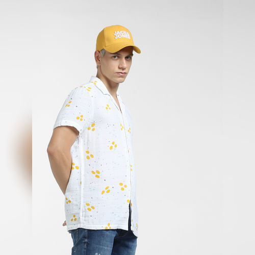 JACK&JONES White Printed Short Sleeve Shirt