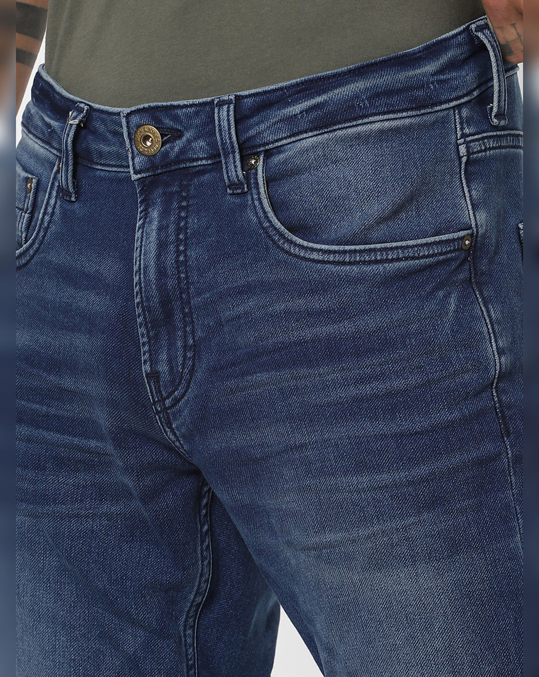 Blue Mid Rise Clark Regular Jeans