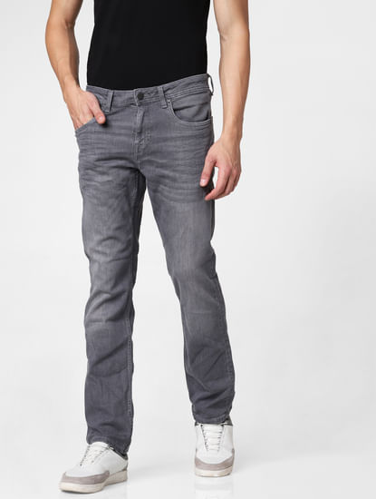 Grey Mid Rise Clark Regular Jeans