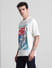 White Graphic Print Crew Neck T-shirt_416391+3