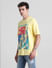 Yellow Graphic Print Crew Neck T-shirt_416392+3