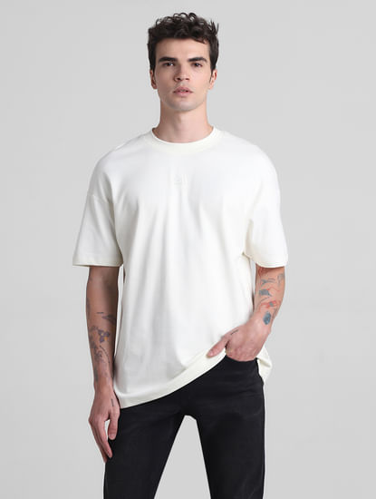White Cotton Crew Neck T-shirt