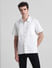 Beige Contrast Stitch Short Sleeves Shirt_416395+2