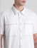 Beige Contrast Stitch Short Sleeves Shirt_416395+5