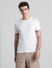 White Printed Jacquard Cotton T-shirt_416397+2