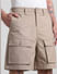 Khaki Low Rise Cargo Shorts_416406+4