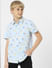 BOYS Blue Printed Cotton Short Sleeves Shirt_406714+2