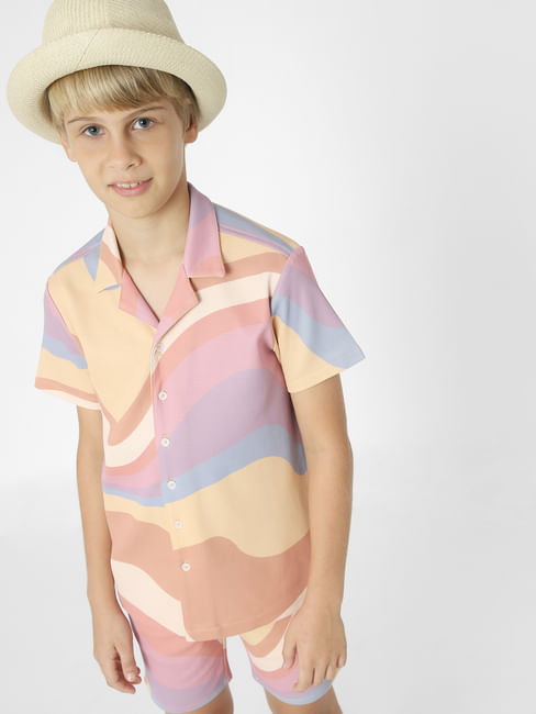 BOYS Pink Abstract Print Co-ord Set Shirt