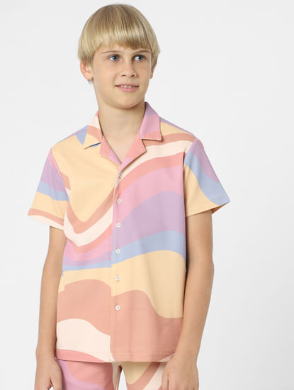 BOYS Pink Abstract Print Co-ord Set Shirt