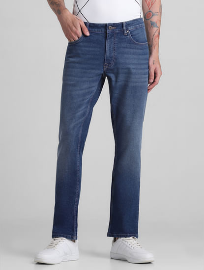 Blue Mid Rise Clark Regular Fit Jeans