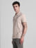 Light Brown Printed Cotton Polo T-shirt_415537+3