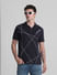 Black Printed Cotton Polo T-shirt_415538+1