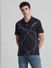 Black Printed Cotton Polo T-shirt_415538+2