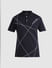 Black Printed Cotton Polo T-shirt_415538+7
