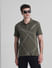 Olive Printed Cotton Polo T-shirt_415539+1