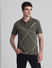 Olive Printed Cotton Polo T-shirt_415539+2