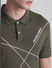 Olive Printed Cotton Polo T-shirt_415539+5