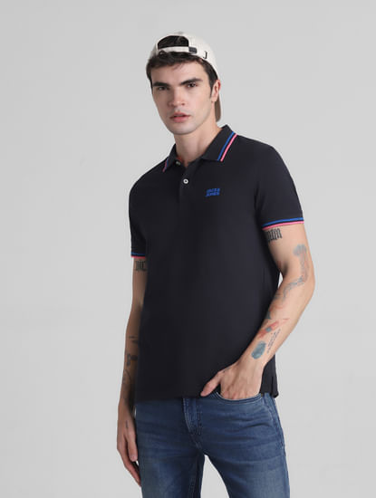 Black Contrast Tipping Polo T-Shirt