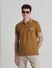 Brown Zip Detail Polo T-shirt_415548+1