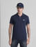 Blue Ribbed Sleeves Polo T-Shirt_415554+1