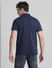 Blue Ribbed Sleeves Polo T-Shirt_415554+4