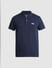 Blue Ribbed Sleeves Polo T-Shirt_415554+7