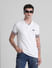 White Logo Tape Print Polo T-shirt_415556+1