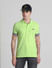 Green Ribbed Sleeves Polo T-Shirt_415559+1