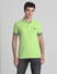 Green Ribbed Sleeves Polo T-Shirt_415559+2