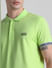 Green Ribbed Sleeves Polo T-Shirt_415559+5