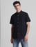 Black Cotton Short Sleeves Shirt_415560+2