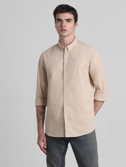 Brown Cotton Full Sleeves Shirt