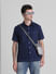 Blue Contrast Stitch Oversized Shirt_415580+1