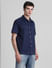 Blue Contrast Stitch Oversized Shirt_415580+3