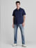 Blue Contrast Stitch Oversized Shirt_415580+6